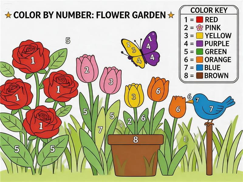 Prompt for a floral garden coloring page