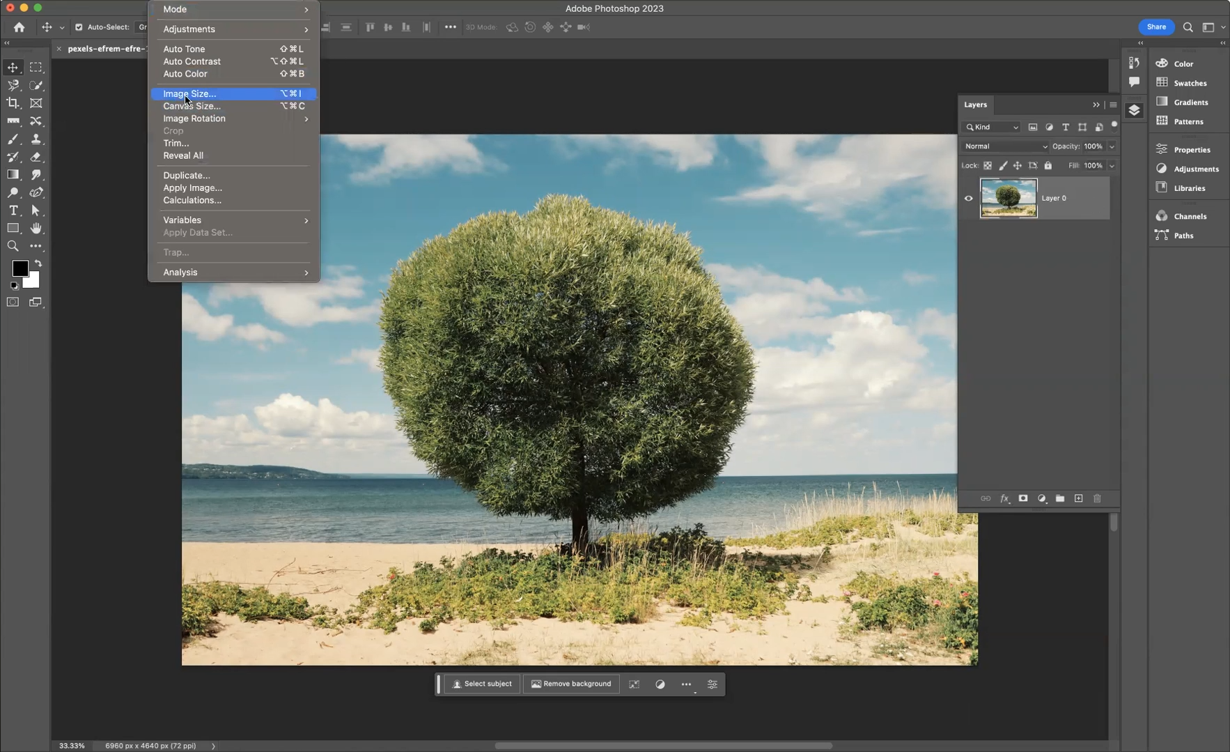 Click on the Image Size