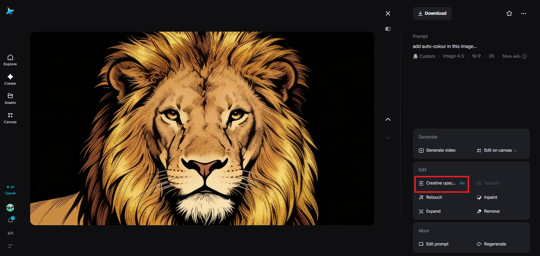 Fitur kelas atas kreatif di Dreamina