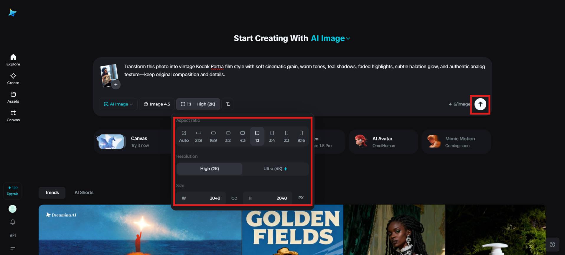 Adjust settings and generate
