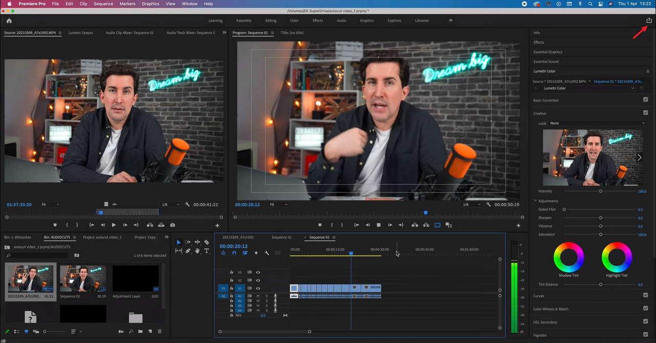 Review and Export the clip