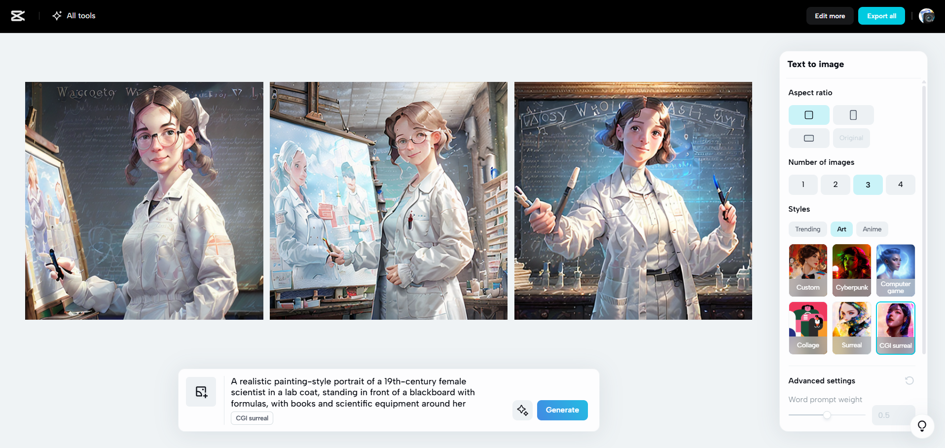 Interface of CapCut Web - a simpler way to generate images with AI