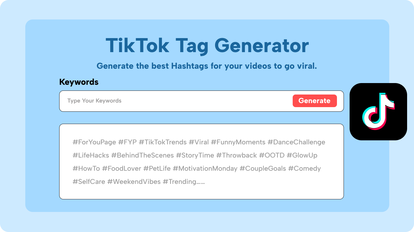 TikTok generátor hashtagů 