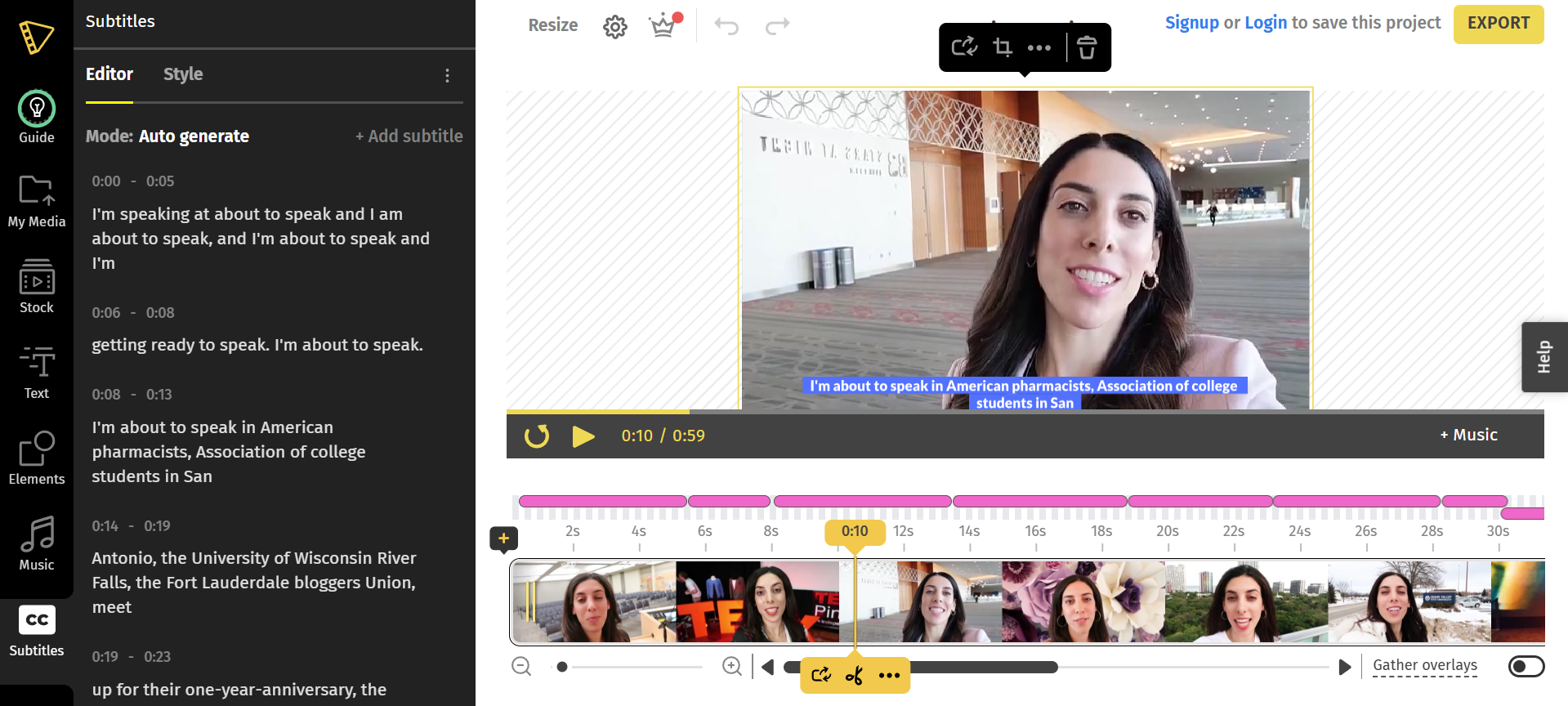 Typito caption generator for videos