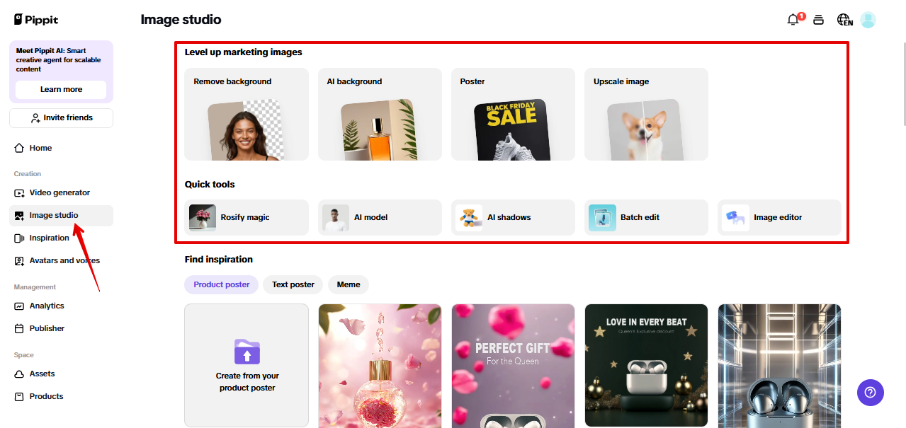 Image Studio in Pippit