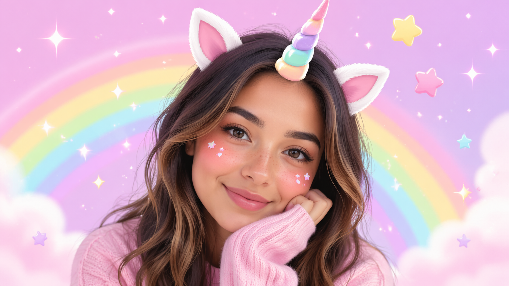 Dreamina fügt Einhornhorn zur Fotoaufforderung hinzu Beispiel 1: Kawaii Einhorn Aufkleber