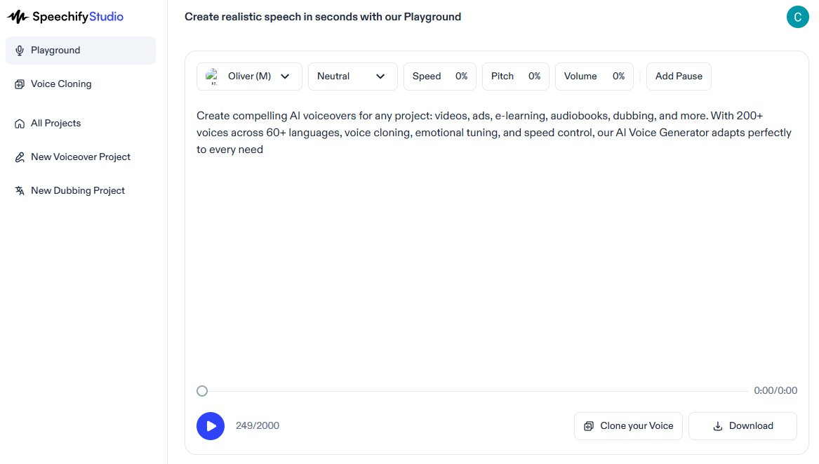 Speechify voice modulator