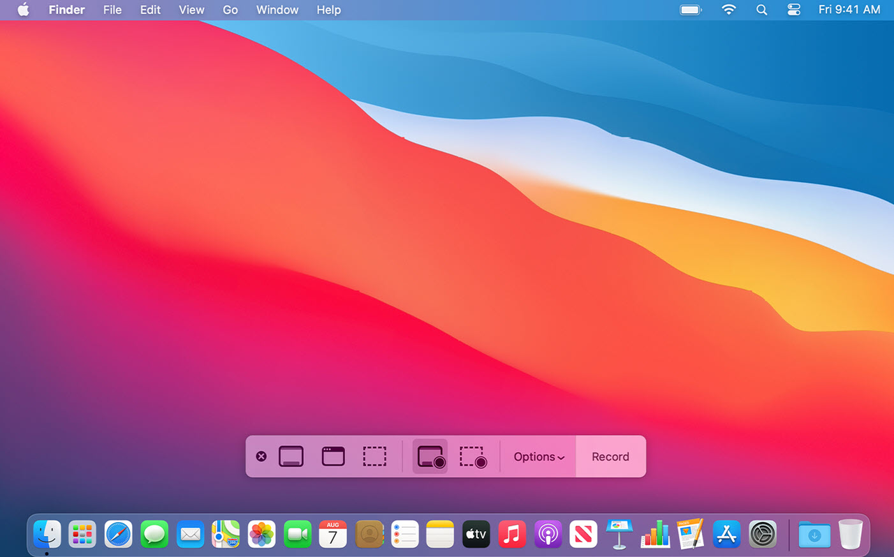 record screen on Mac with sound via the Screenshot toolbar