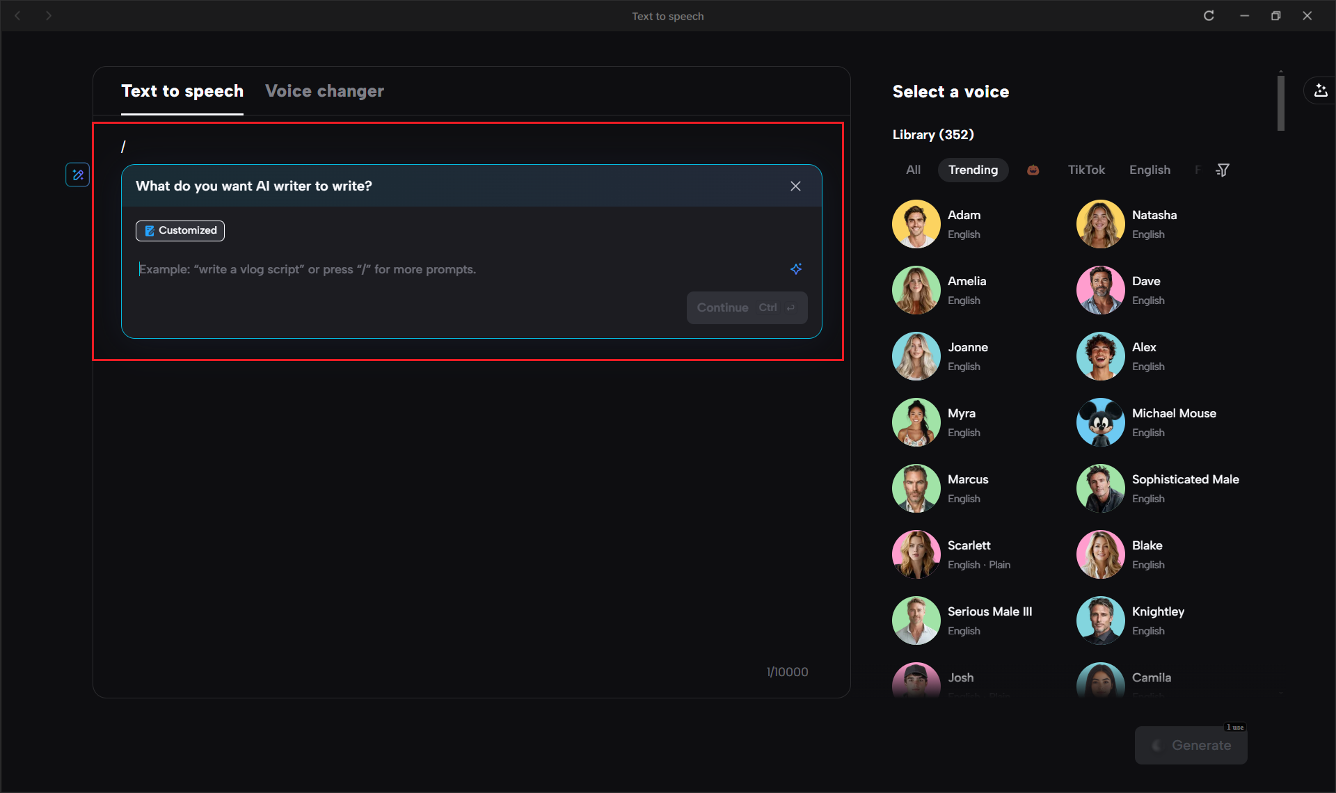 Use AI to generate your script