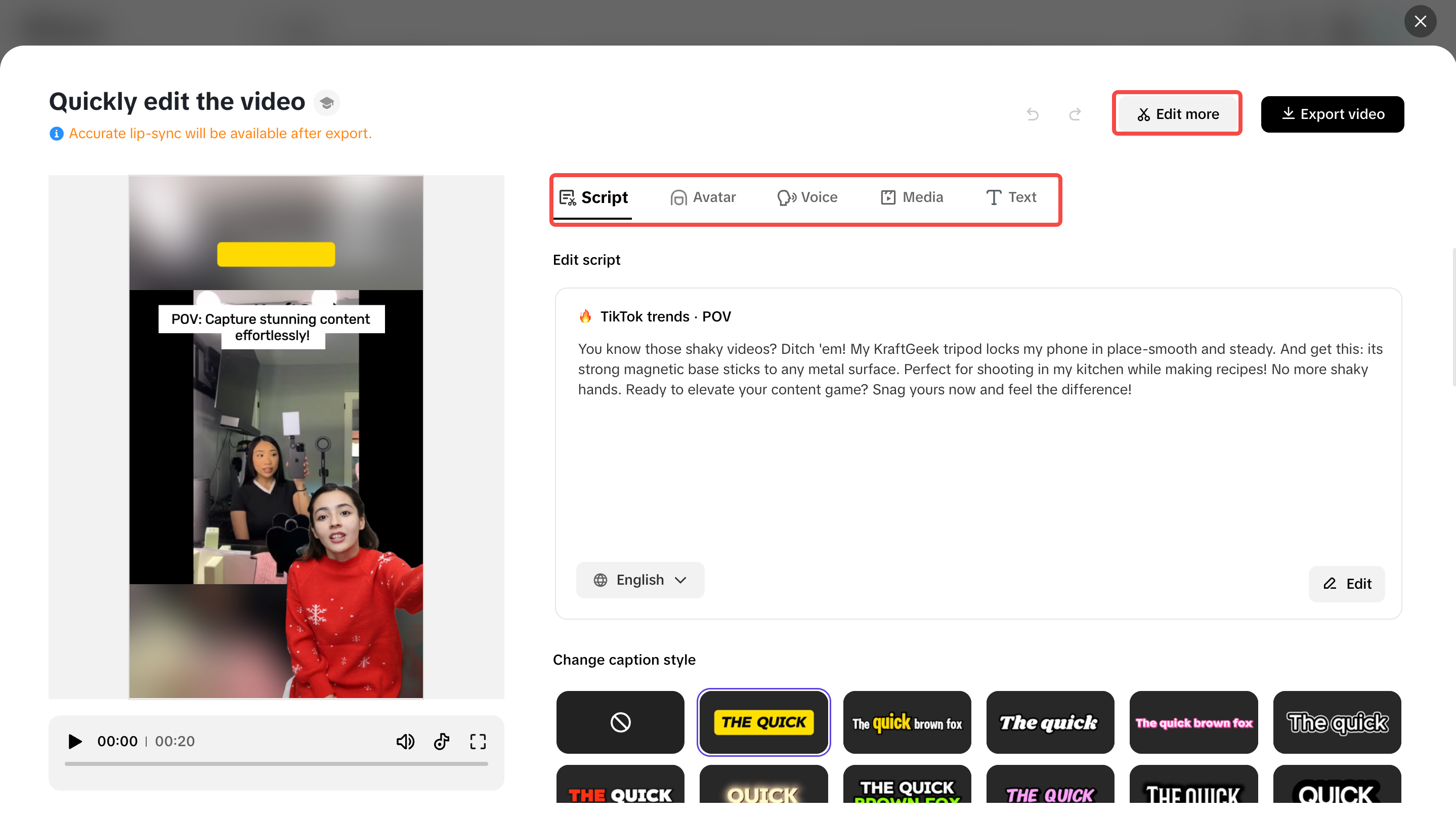 Editing AI-generated video in Pippit