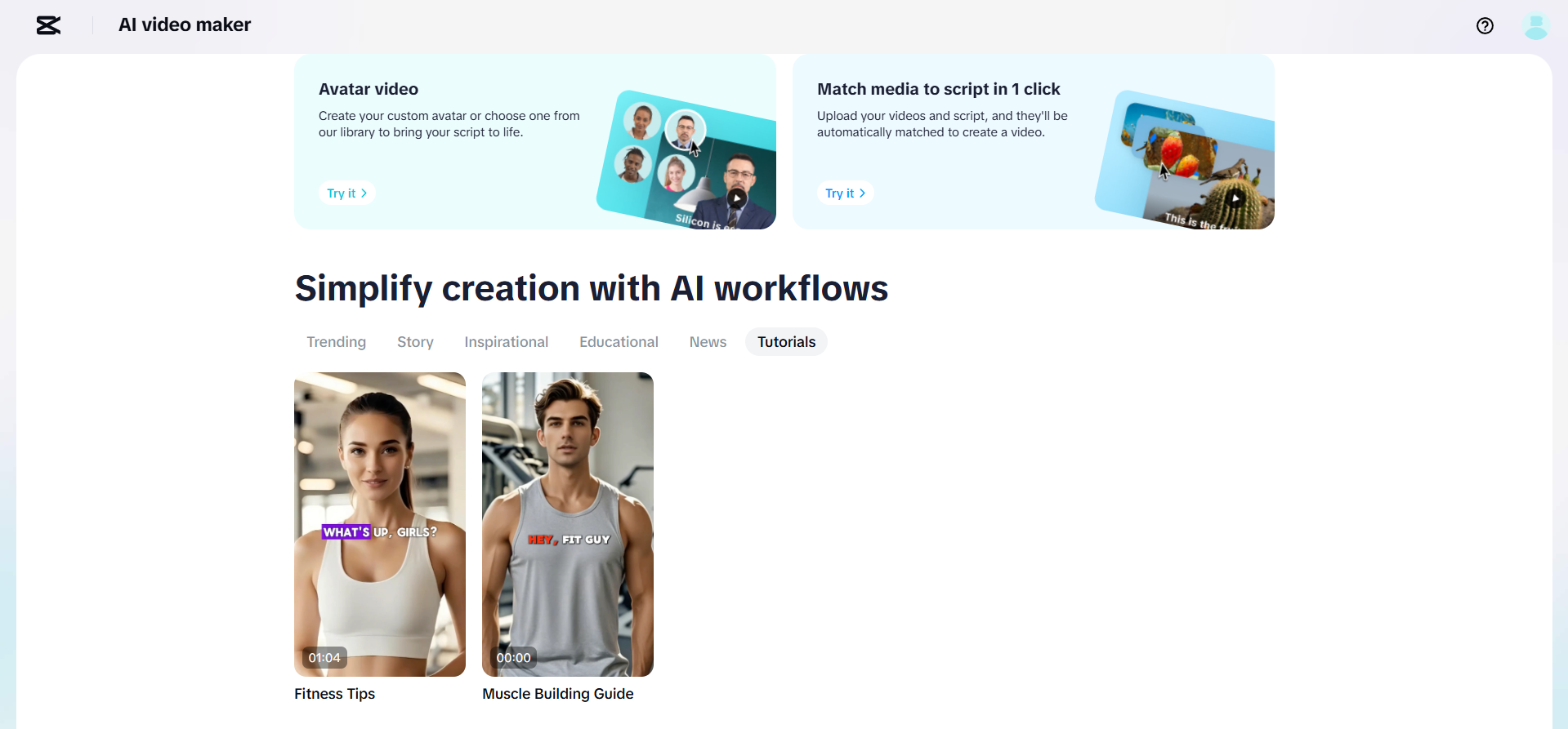 CapCut Web: gumawa ng AI personal trainer videos