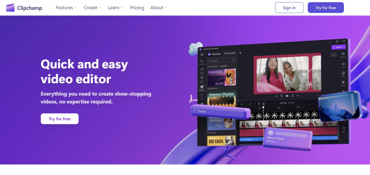 Создание караоке видео онлайн с Clipchamp