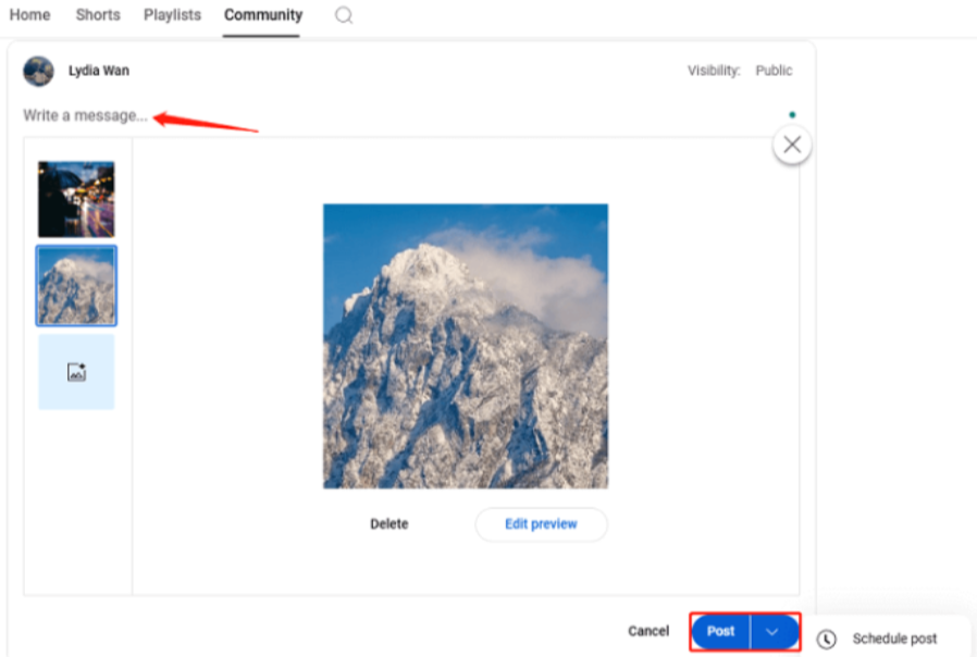 Aggiungi una didascalia e posta