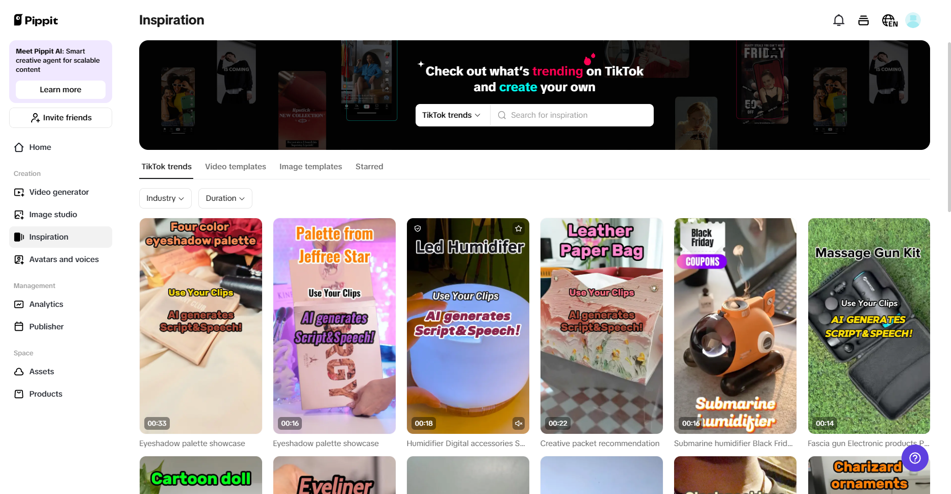 Pippit Aspect ratio templates