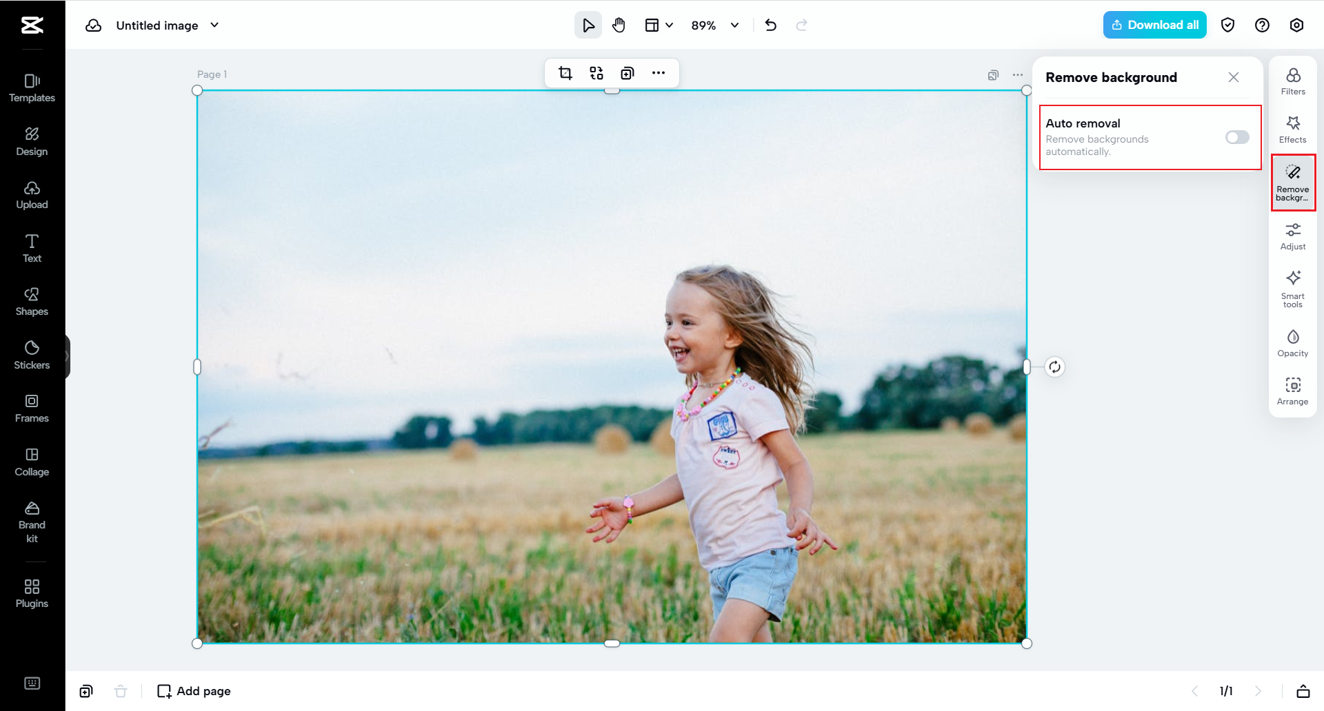 Wybierz opcję usuwania tła
