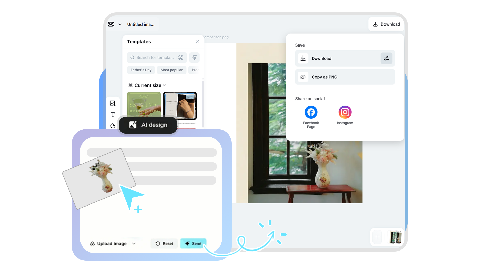 Save and share the edited image for small businesses