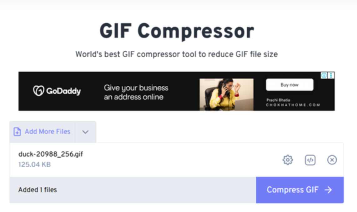 Interface of FreeConvert - an ideal GIF compressor