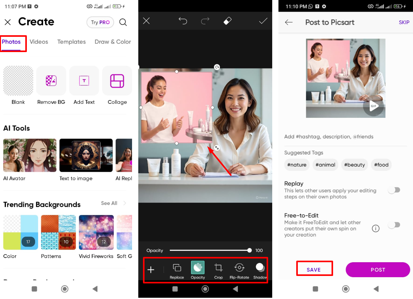 Image montrant comment placer une photo sur une autre photo.