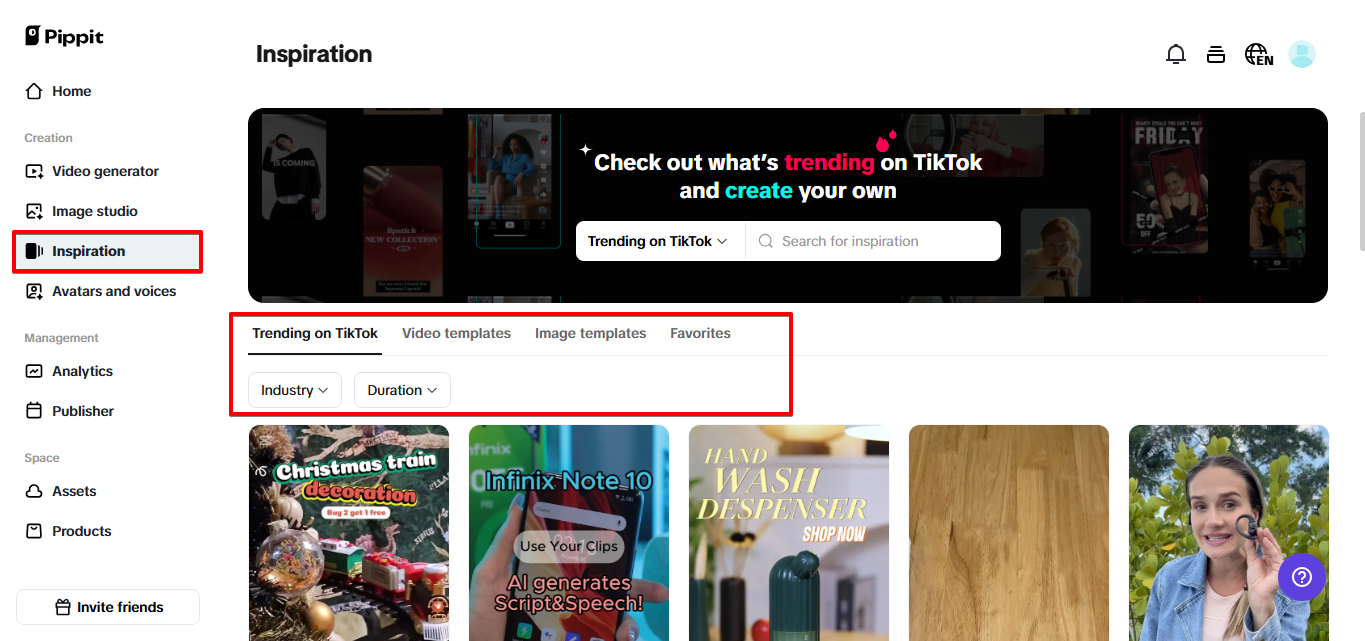 Inspiration in Pippit