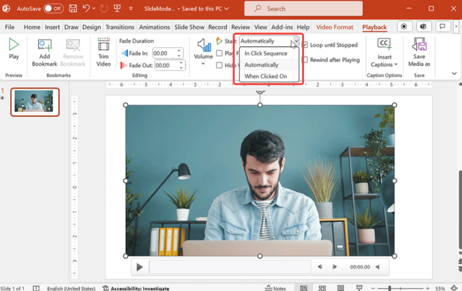Adjust Playback settings in the Playback tab