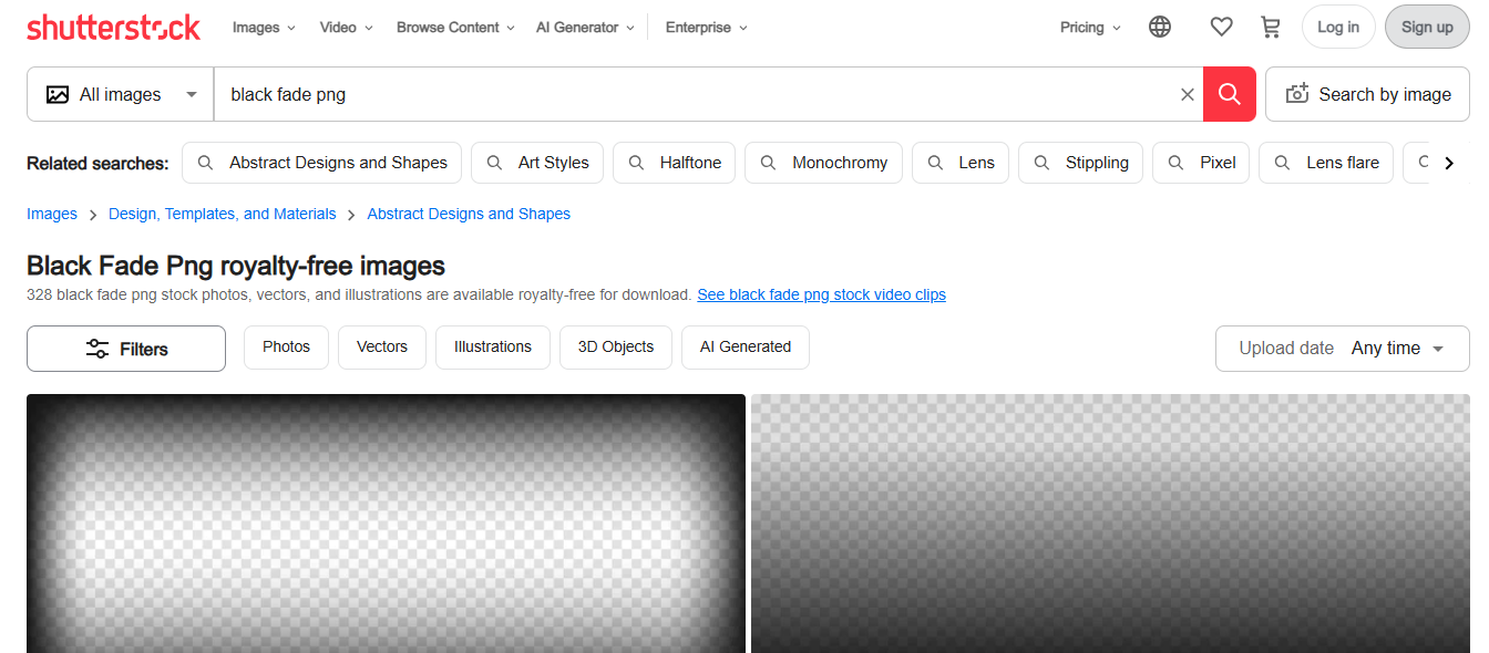 ShutterStock black fade background interface