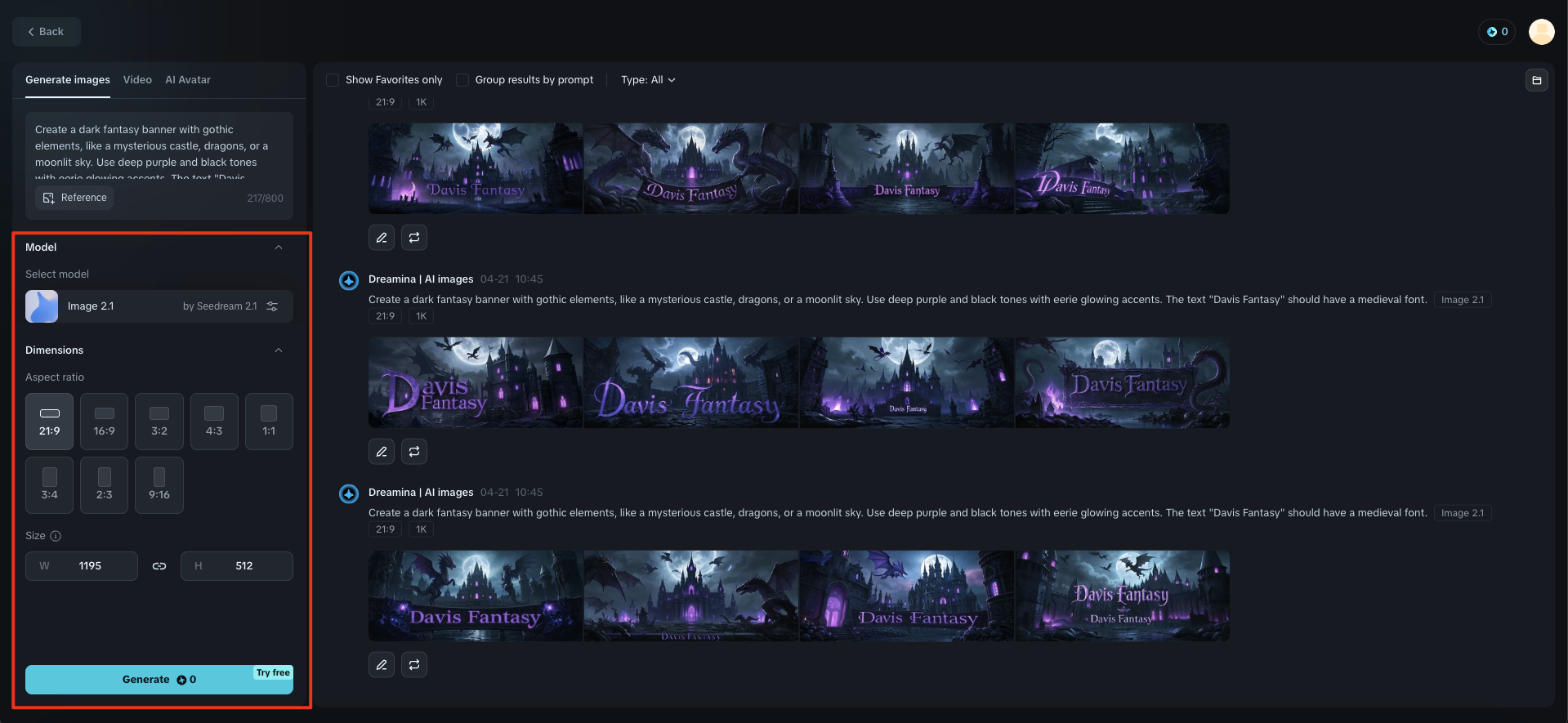 Design Twitch banner with Dreamina