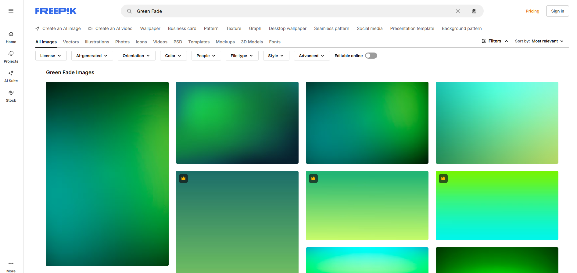 Freepik interface