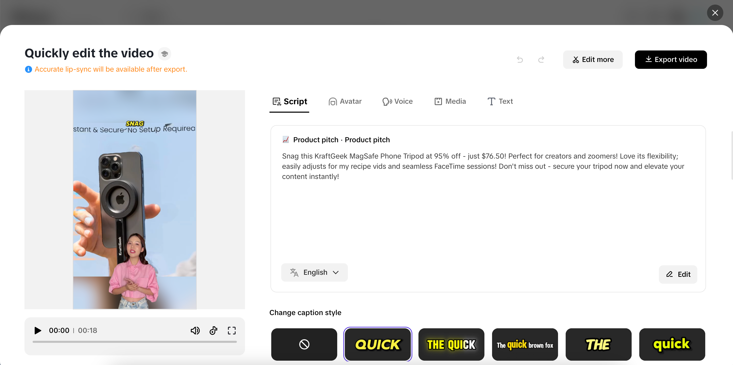 Quickly edit the video