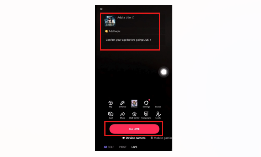 Adja meg a részleteket, és kezdje el az élő közvetítést