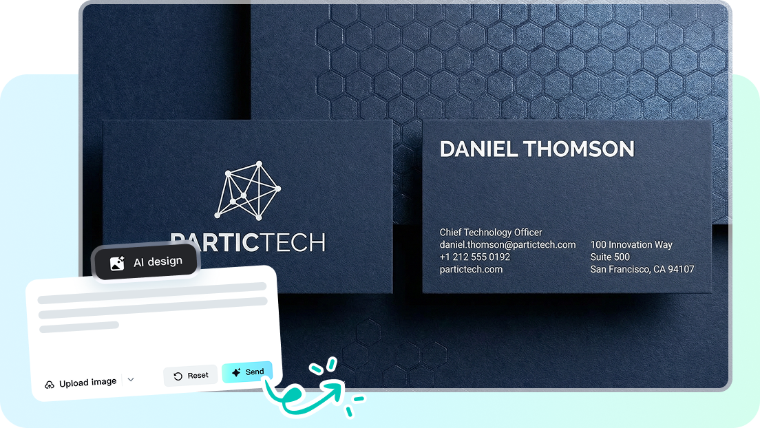 Interface of CapCut's AI business card generator from text