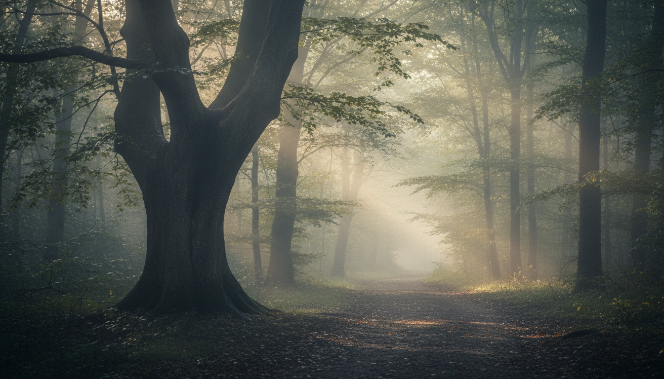 Morning light struck from trees
