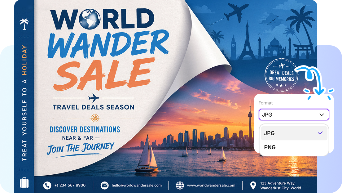 One-click export for print and digital holiday formats