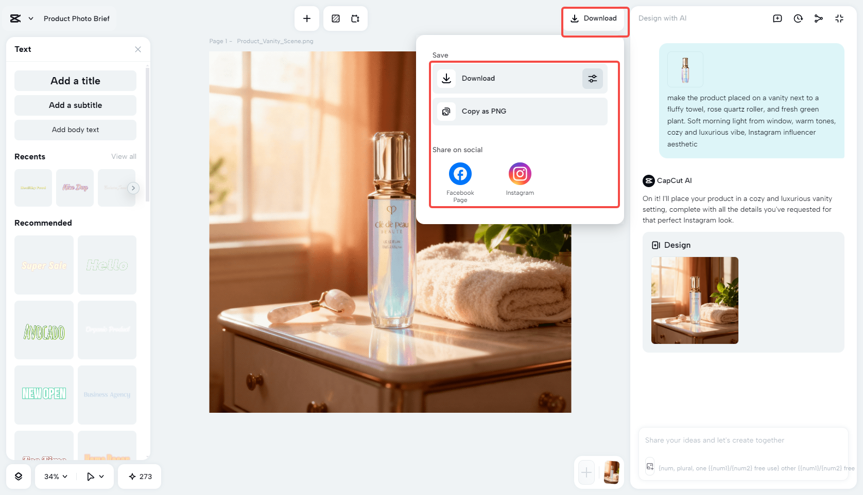 Export your designed Instagram image