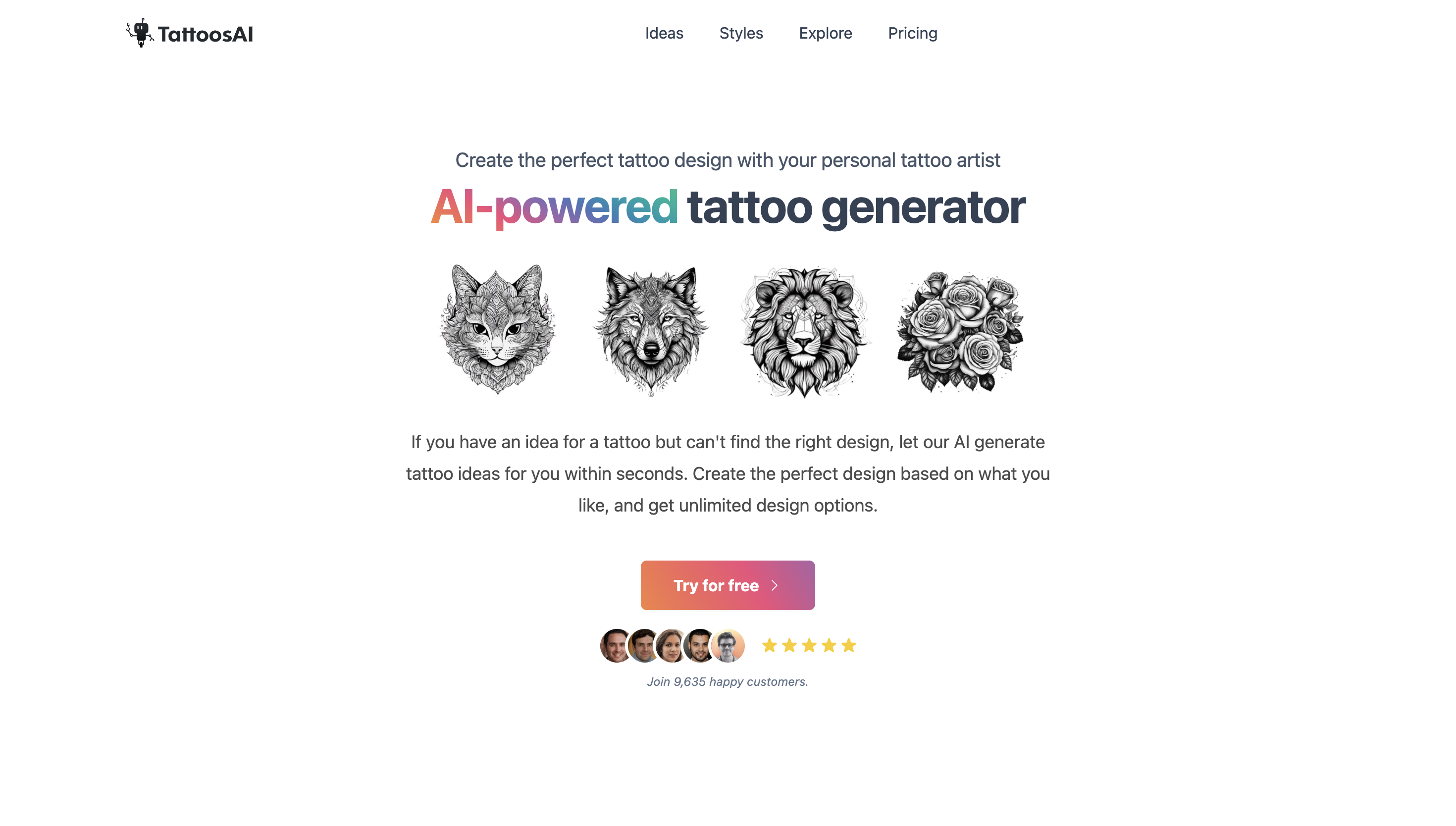 TattoosAI interface