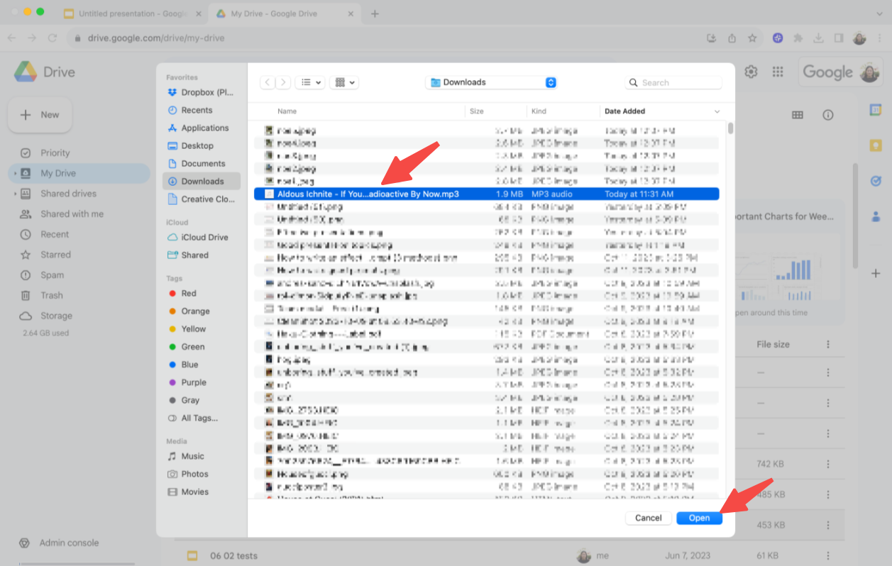 Uploading audio file