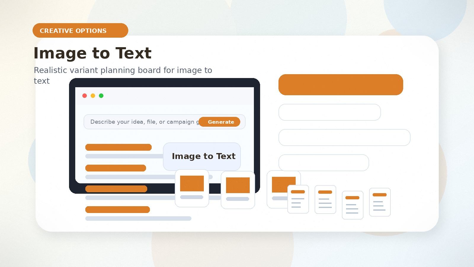 Image to Text realistic creative options visual for image to text