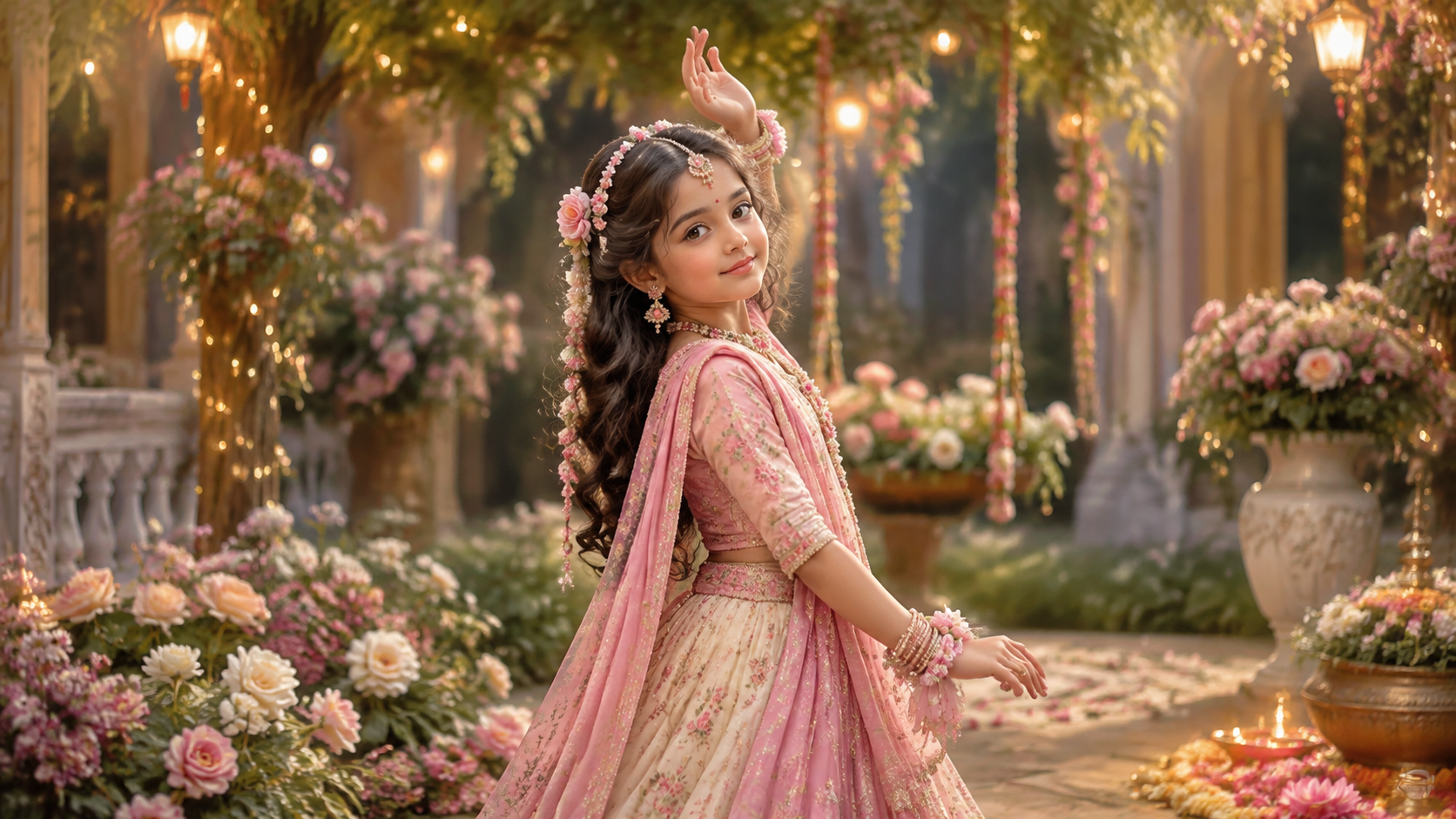 radha rani pose for girl example — Festive color and detail variation