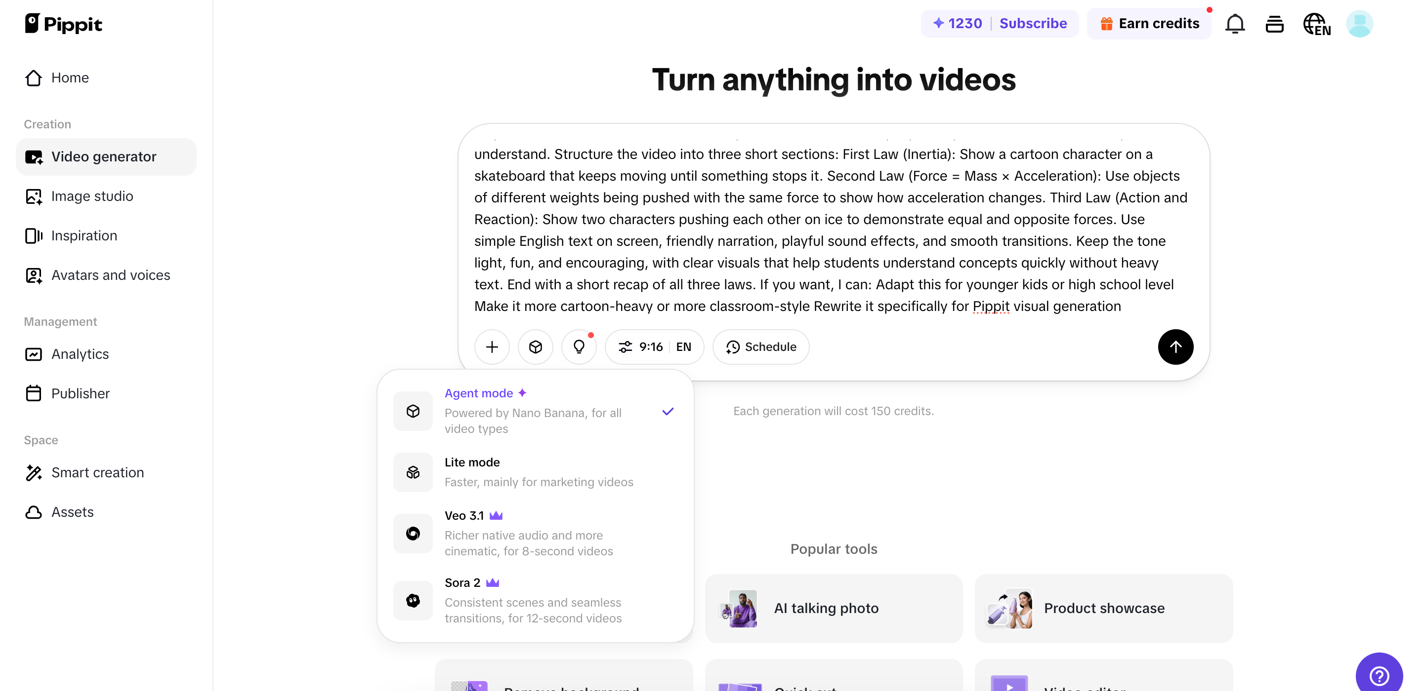 Type in your prompt