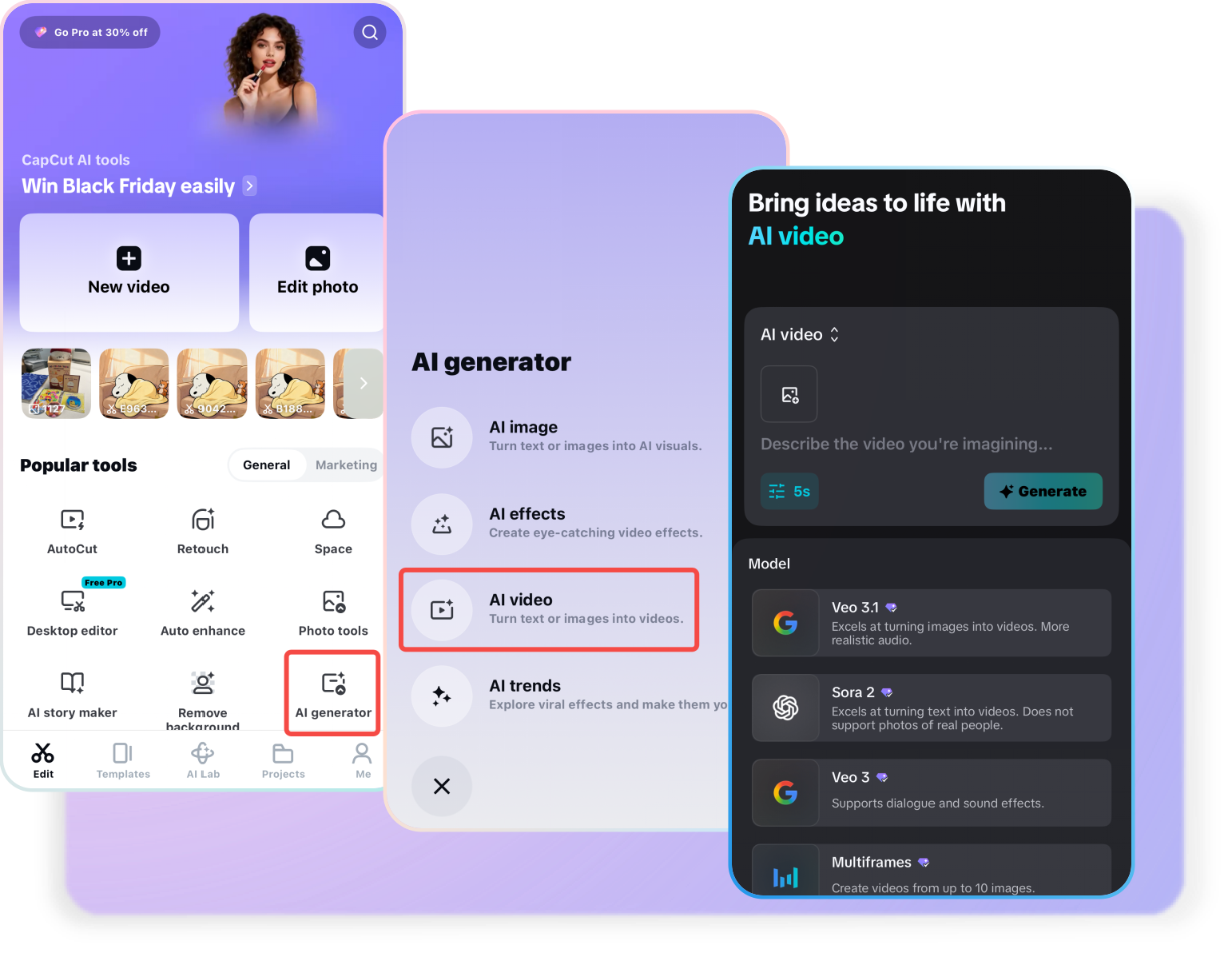 Use Sora AI from the home screen