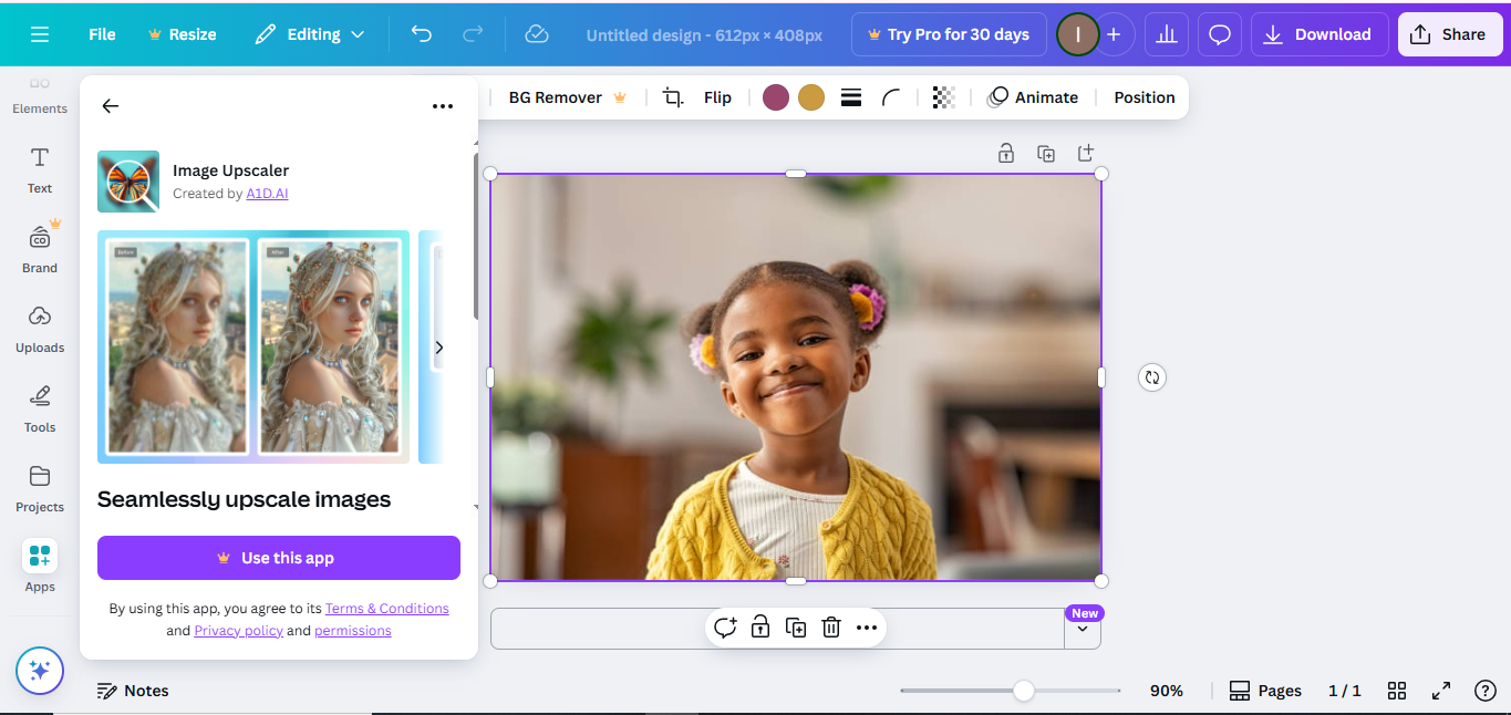 Improving image quality in Canva