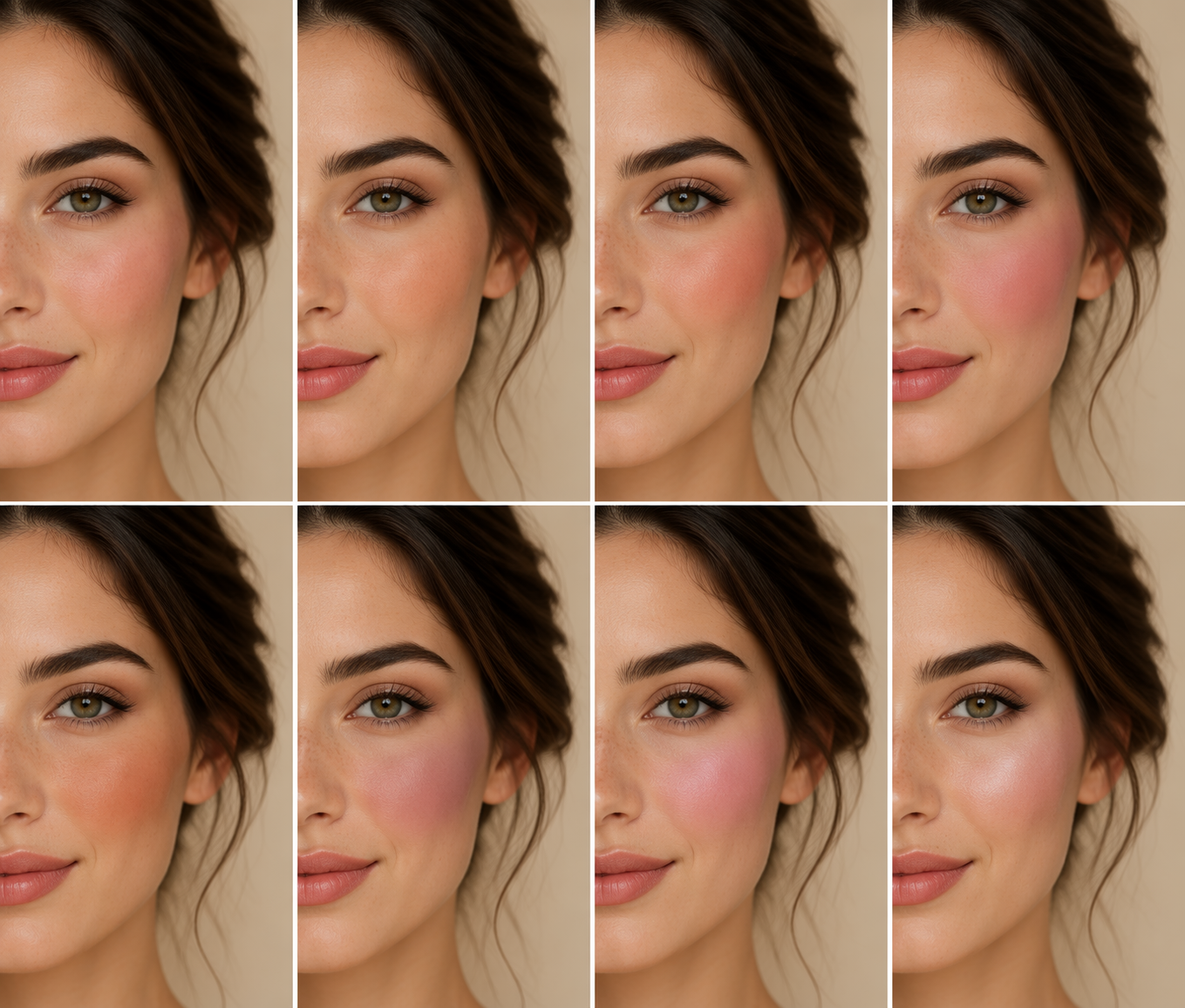 Dreamina virtual blush try on prompt example 1: Soft Rosy Blush Portrait
