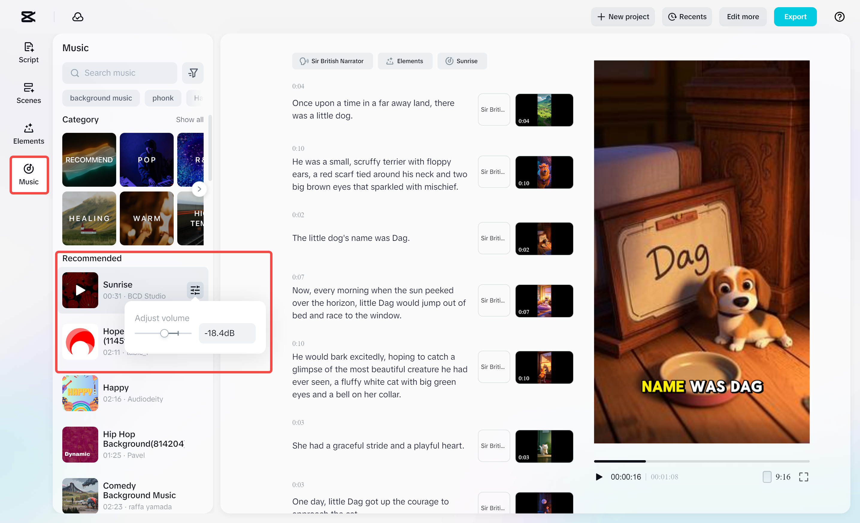 Adding a favourite track to the video