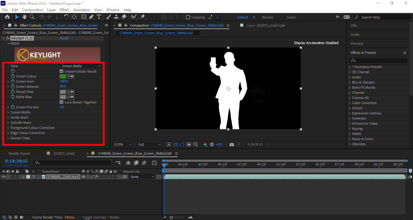 Removing green screen in After Effects