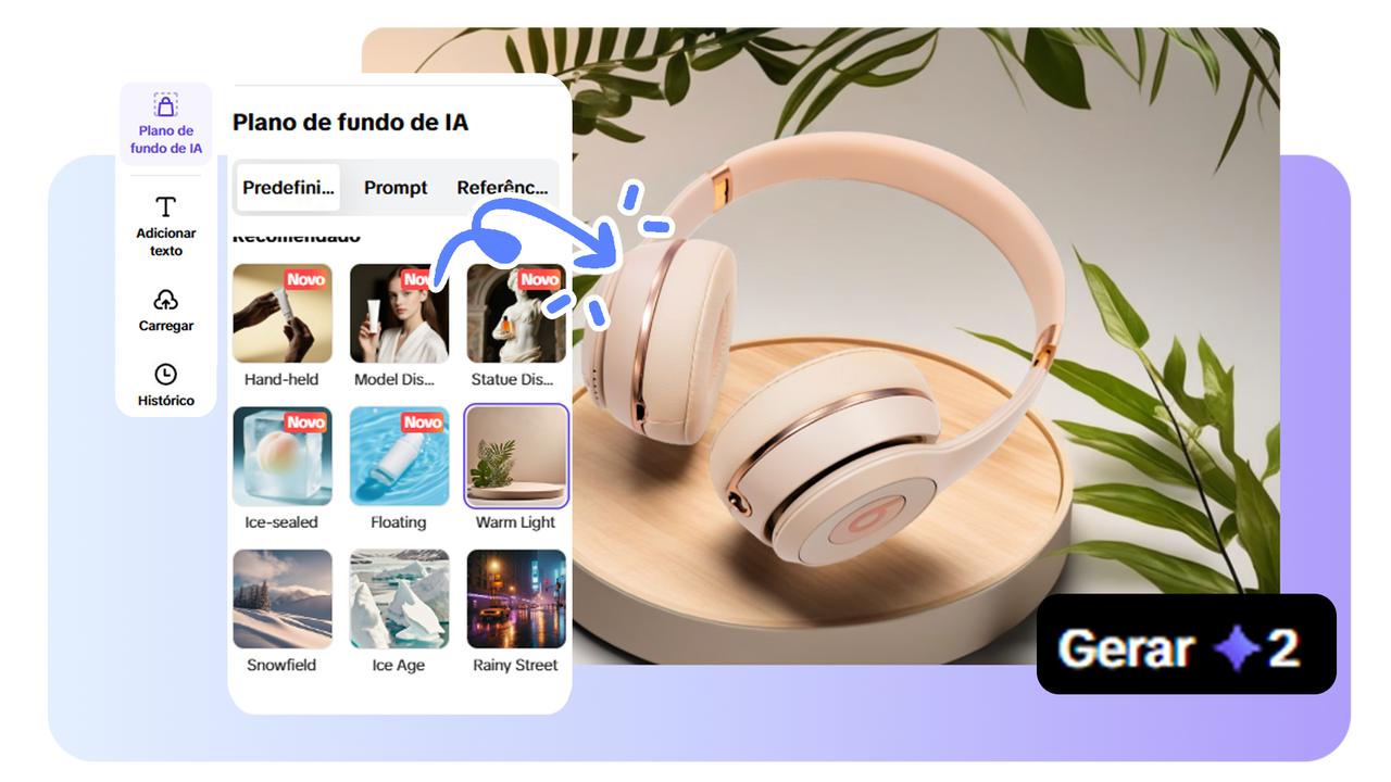 IA que remove e muda fundos personalizados para sua marca