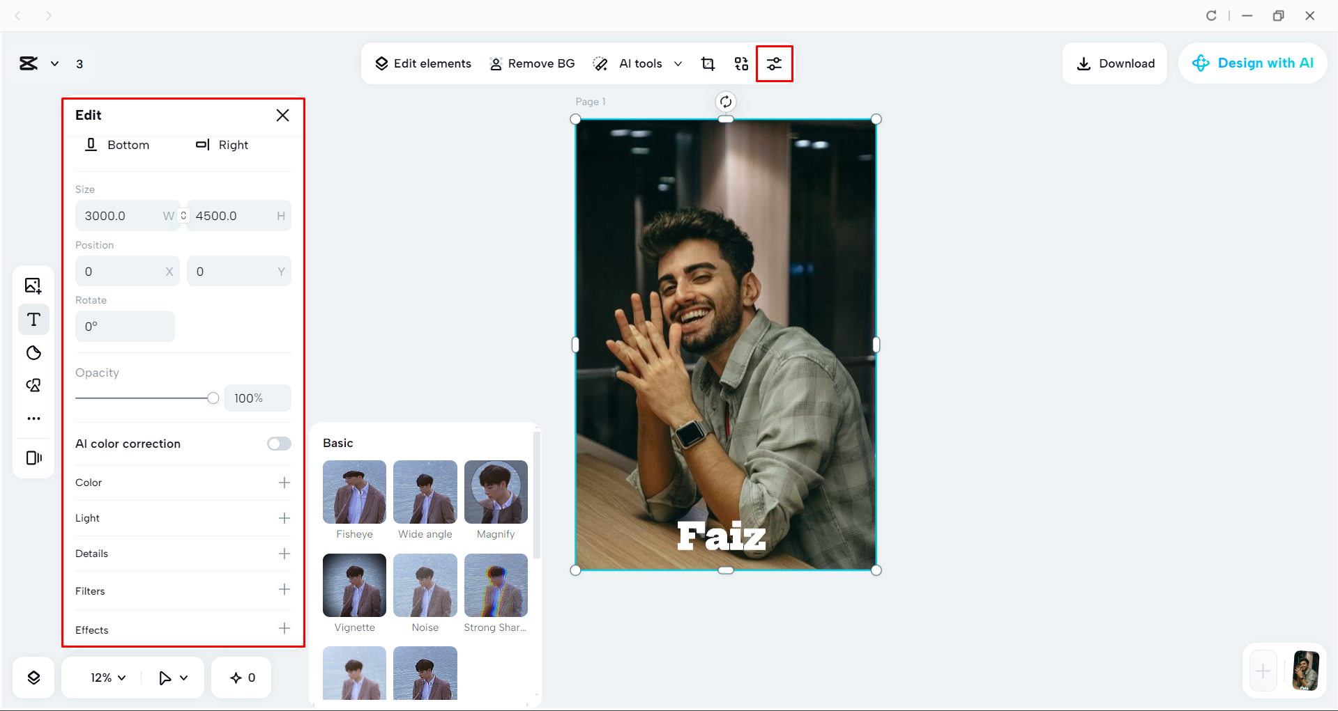 Adding filters to the image with the CapCut desktop video editor