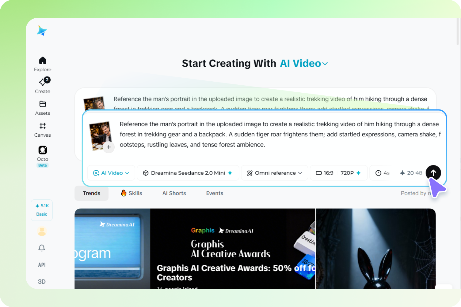  Upload your image and write a video prompt