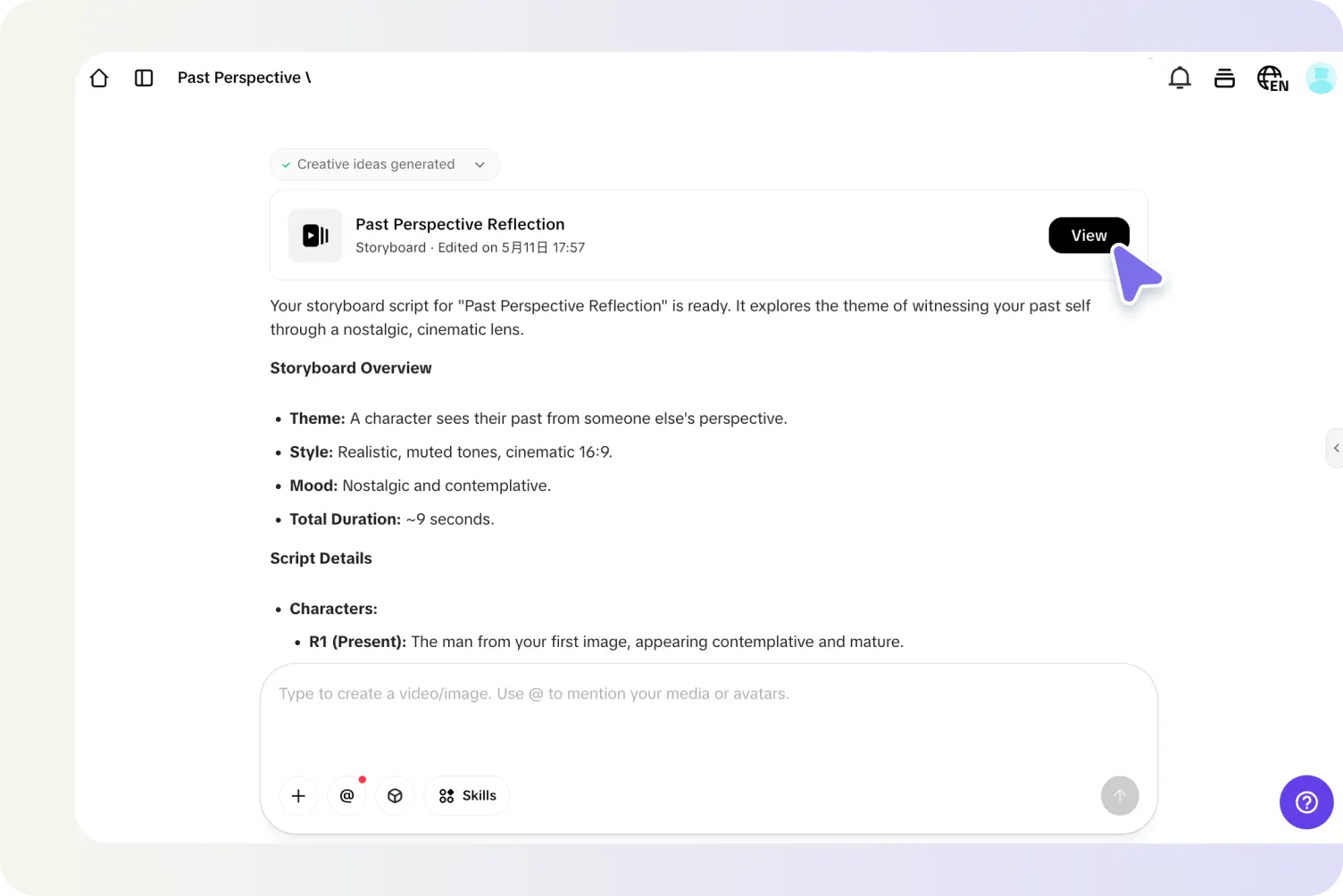 Refine and view the storyboard