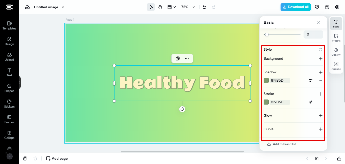 Style options for fonts
