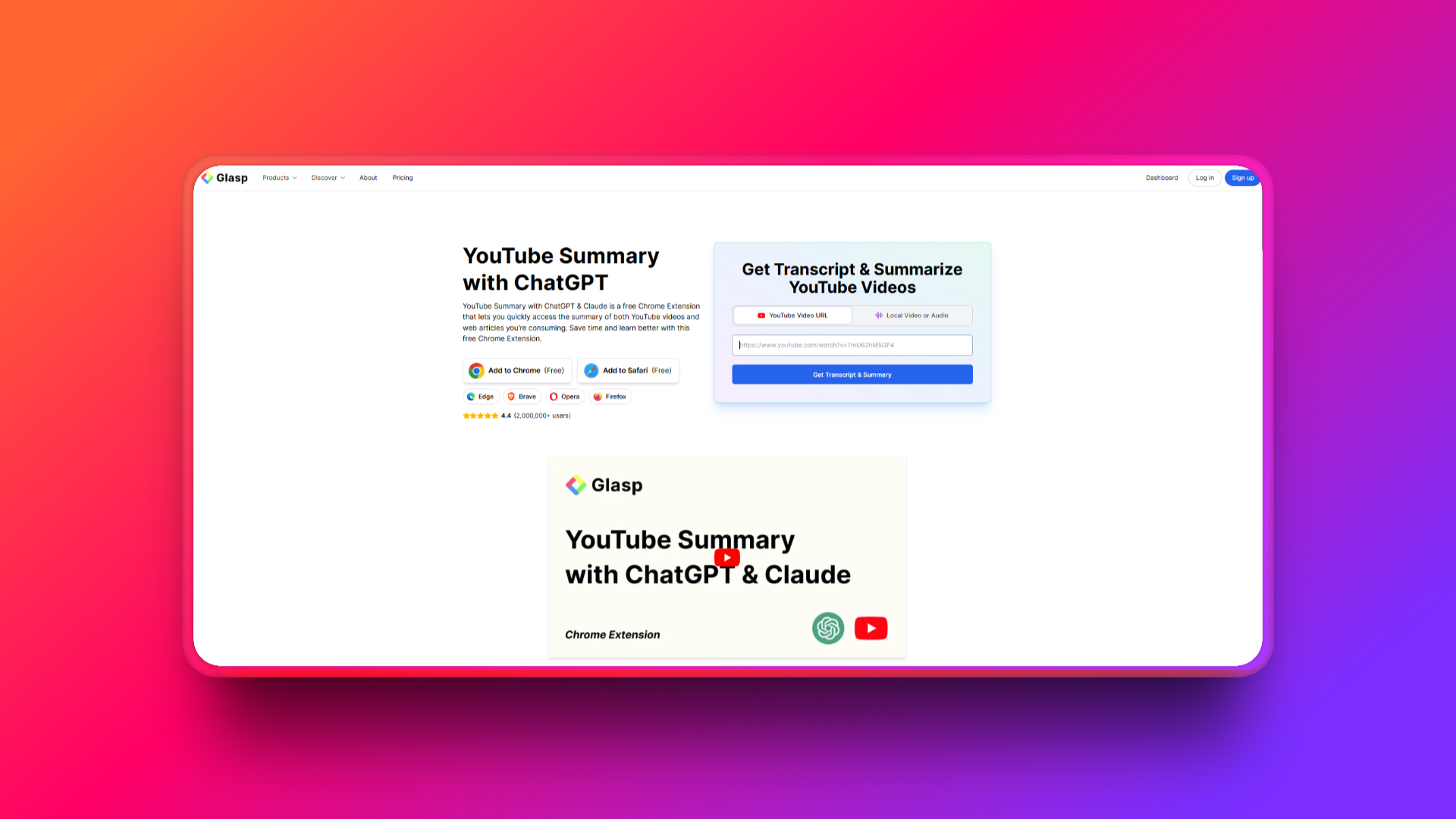 Glasp YouTube Video Summarizer