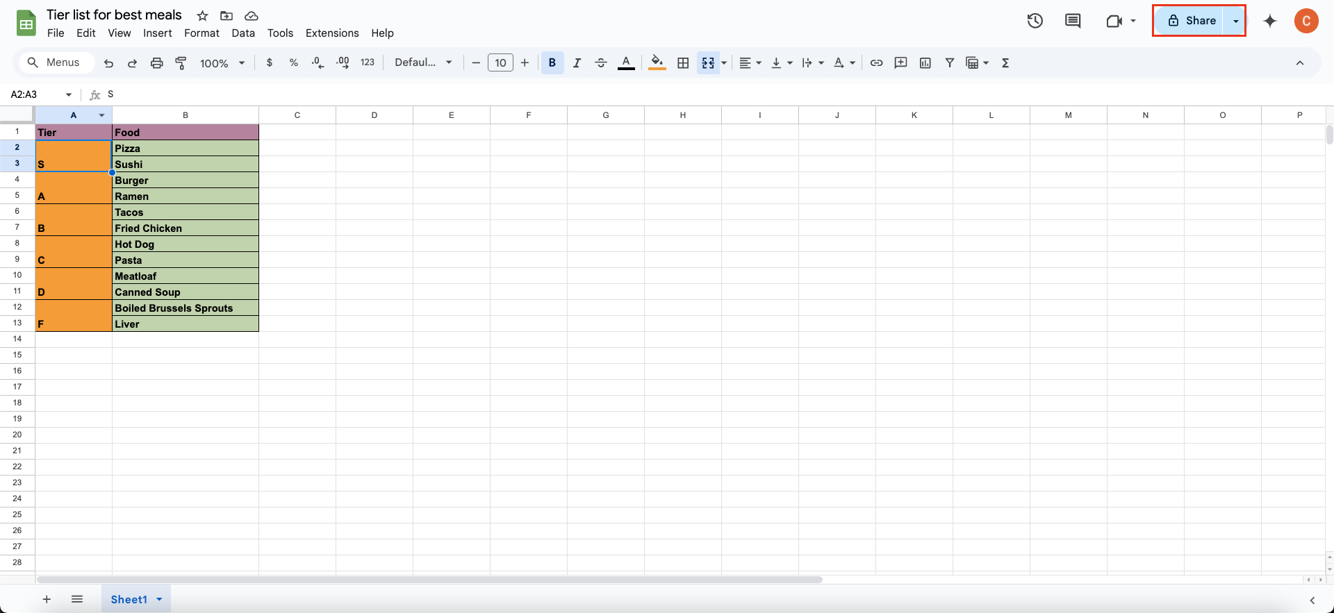 How to make tier list